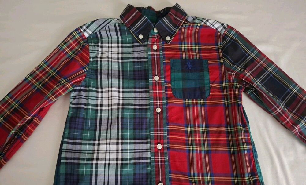 POLO Ralph Lauren Boy’s Multi Plaid Button Up Shirt Preppy Special Occasion Sz 6